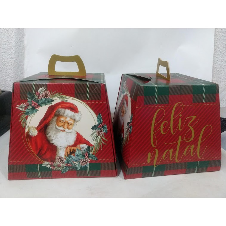 caixa panetone natal decorar presente papelao duro papai noel | Shopee  Brasil