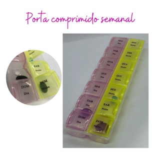 porta comprimido, organizador de remédio semanal, guarda medicamento, porta medicamento. Cores Variadas em Oferta na Shopee