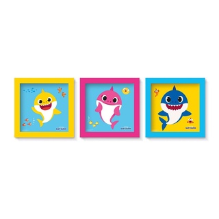 Quadro Moldura Decorativo Festa Baby Shark Colorido - 3 unidades Cromus - Inspire sua FEesta