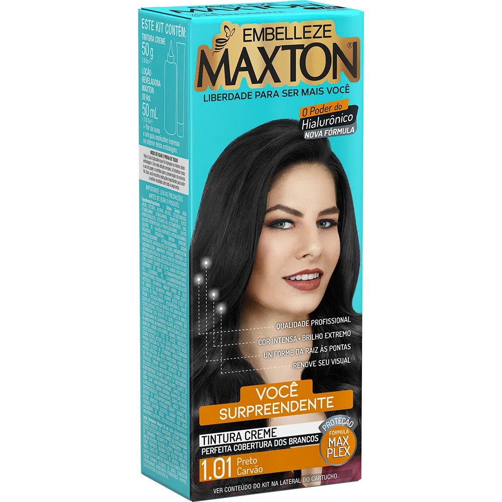 Tinta de Cabelo Maxton Você Mais Surpreendente Preto Carvão 1.01 em Oferta na Shopee