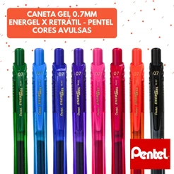 Canetal Gel Pentel Energel X Retrátil 0.7mm - Unidade Cores Variadas
