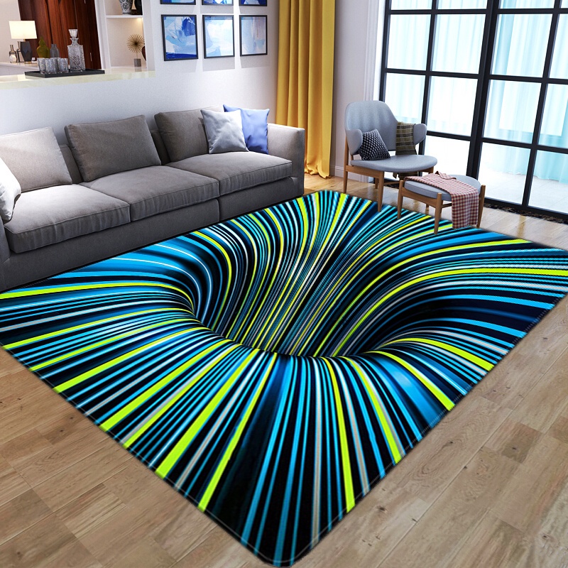 Tapete De Ilusão 3D Vortex Entrada Porta Geométrico Abstrato Óptica Antiderrapante Piso Decoração Sala De Estar Rug