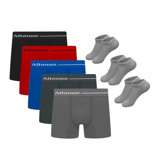 Kit 6 Cuecas Boxer Microfibra Sem Costura +3 Pares de Meias