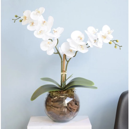 Planta Galho flor Orquídea branca artificial para arranjos e decoração |  Shopee Brasil