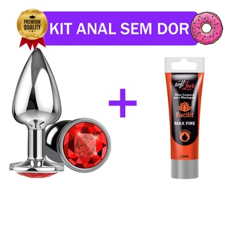 Kit Anal sem Dor Plug Anal Joia + Gel Facilit Anestésico/Lubrificante/Cicatrizante - Sex Shop
