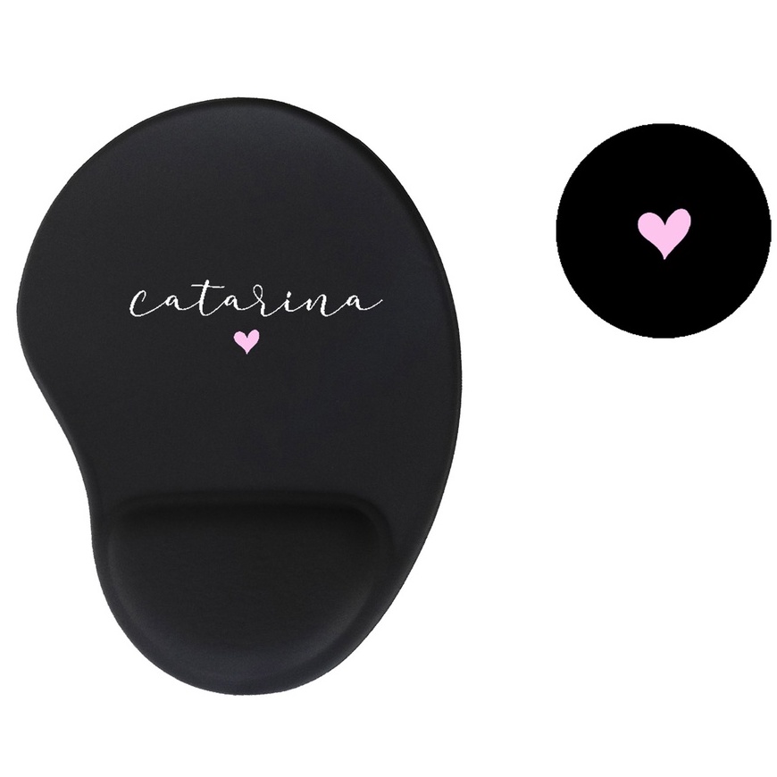 Kit mouse pad preto com nome e porta copo personalizado em Oferta na Shopee