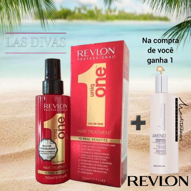 Uniq One Revlon -Tratamento10 Em1 -150ml(+BRINDE)Mediterrani Amino Condicionador Reconstrutor 250ml
