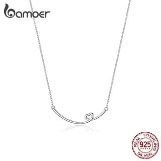 Bamoer Genuine 925 Sterling Silver Colar De Sorriso Coração Para As Mulheres Colares Curtos França Estilo Modo Colarinho Scn381