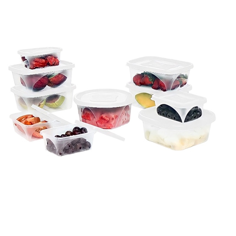Kit Pote Mantimentos Herméticos Porta Temperos Quadrado Arroz Feijao Potes Plásticos Para Freezer Microondas 10 Unid Exclusivo