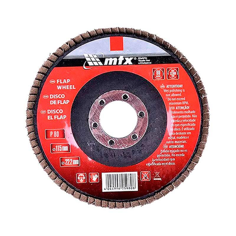 Detalhes do Disco de Lixa Flap 4.1/2 POL Grana 80 Kit Com 10 Unidades MTX