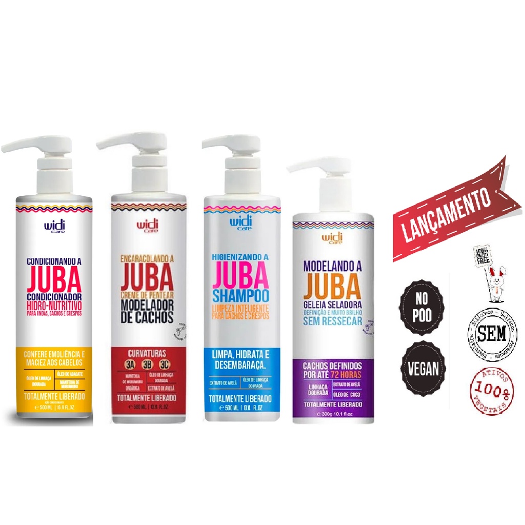 Cond Juba Shampoo Higienizando Encaracolando A Juba Geleia Modelador De Cachos Widi Care