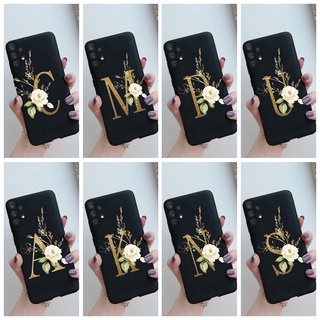 Capa De Celular Com Flores Pretas De Letra Para Samsung Galaxy A32 4G 6.4 " SM-A325F/DS M32 4G M325F