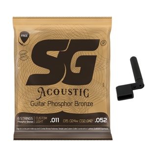 Kit Encordoamento SG Violão Aço 011 Phosphor Bronze + Encordoador em Oferta na Shopee