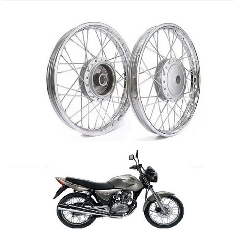 Par Roda Dianteira + Traseira Completa + Rolamento 4mm - Honda Cg 125 Fan / Titan - 2000 / 08