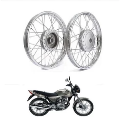 Par Roda Dianteira + Traseira Completa + Rolamento 4mm - Honda Cg 125 Fan / Titan - 2000 / 08