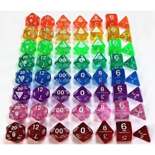 Kit De 7 Dados + BOLSA!! Para Rpg Perolizados ou Translúcidos DnD D&D Dados Inclusos: D4 D6 D8 D10 D10% D12 D20