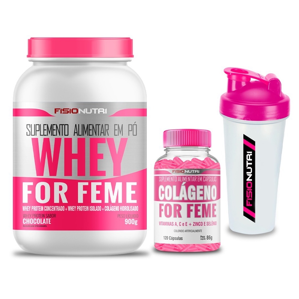 Combo Whey Feminino + Colágeno Em Capsula + Brinde