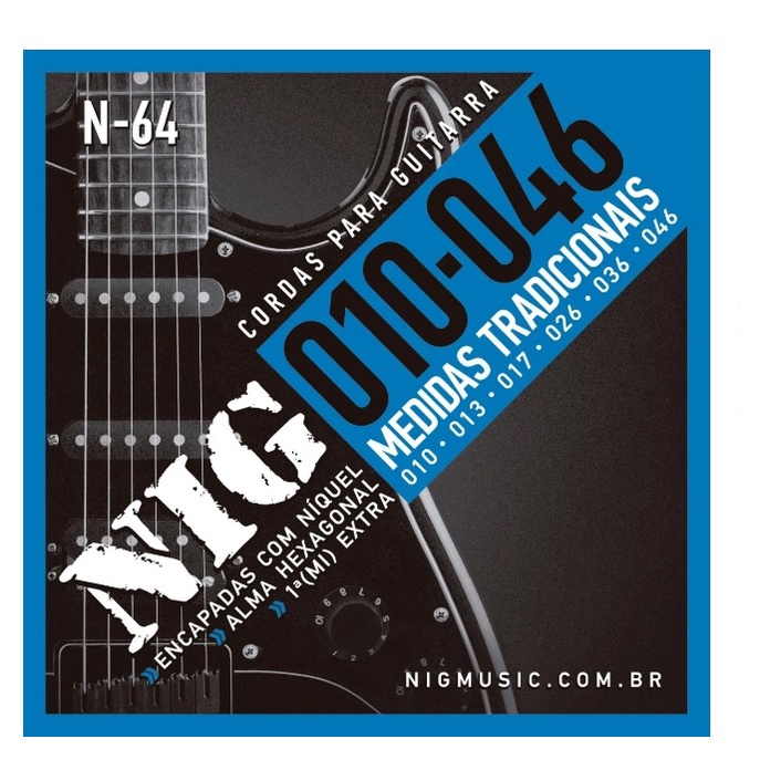 Encordoamento Para Guitarra NIG .010 N64 Cordas em Oferta na Shopee