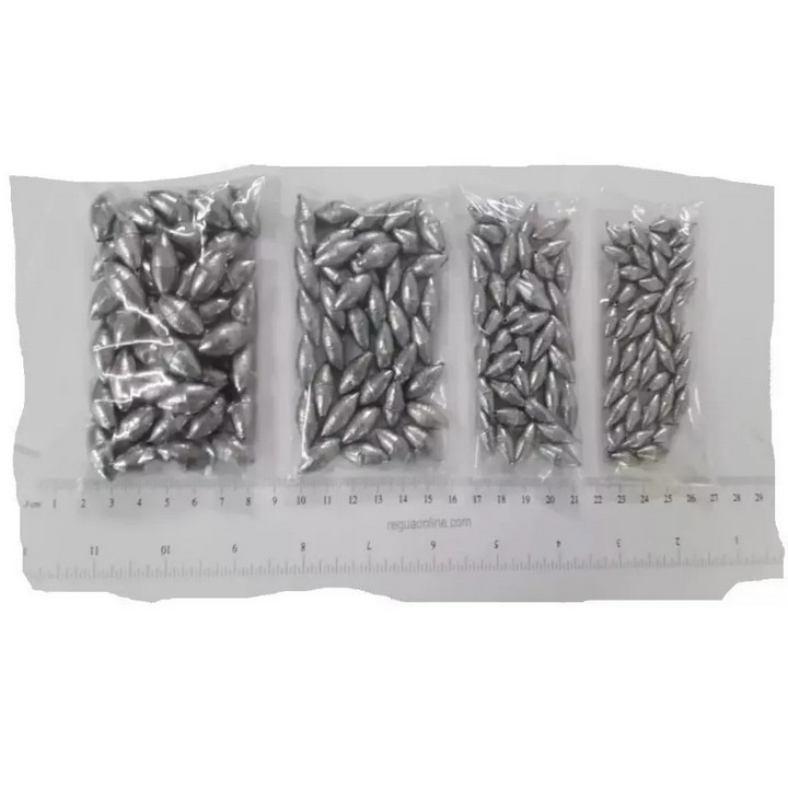 Kit Chumbadas Para Pesca - Oliva Com 1 Kg=2,5-4-8-11gramas FORMATO OLIVA PRODUTO ORIGINAL COM NOTA FISCAL em Oferta na Shopee