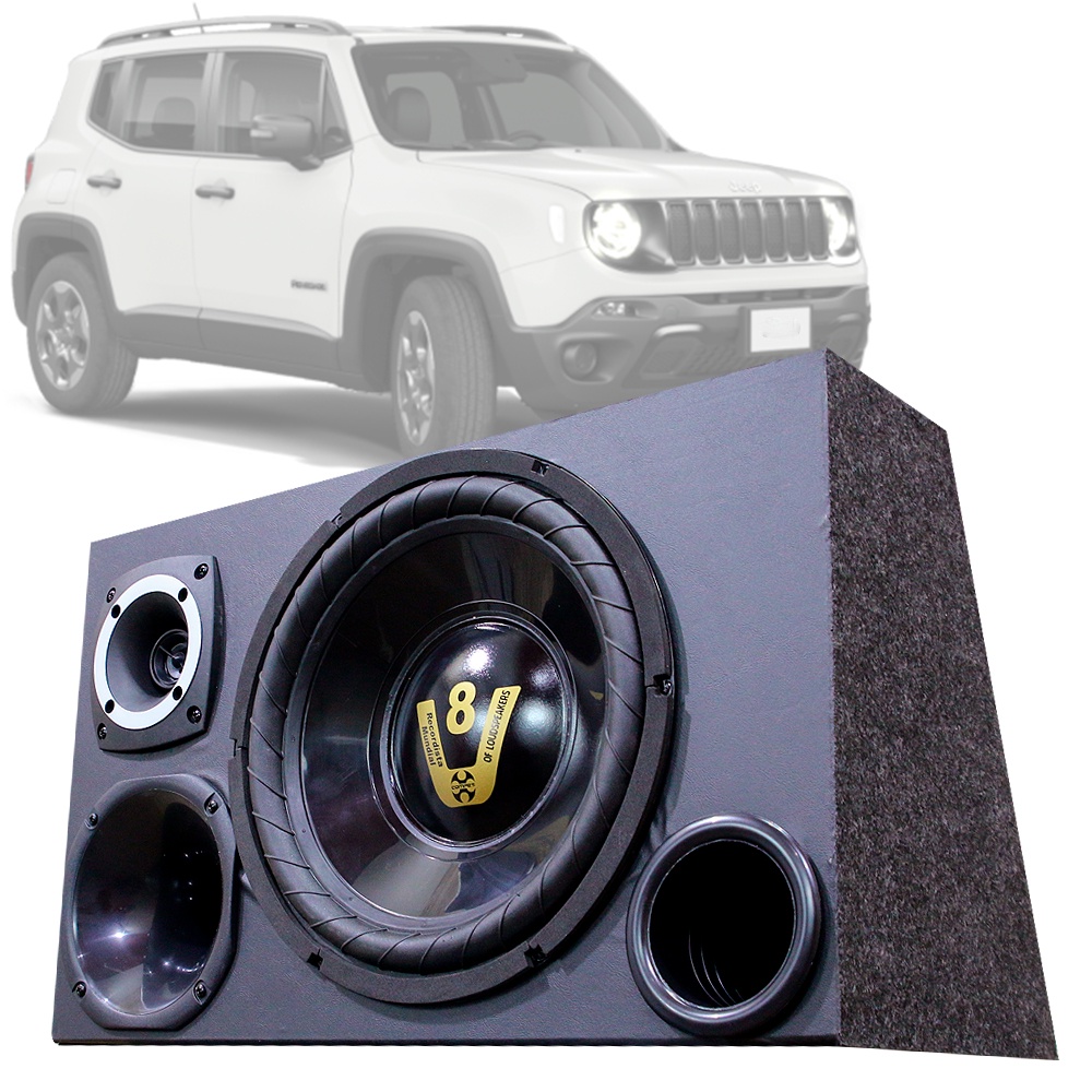 Caixa Trio Som Automotivo Trio Completa Subwoofer Jeep Renegade em Oferta na Shopee