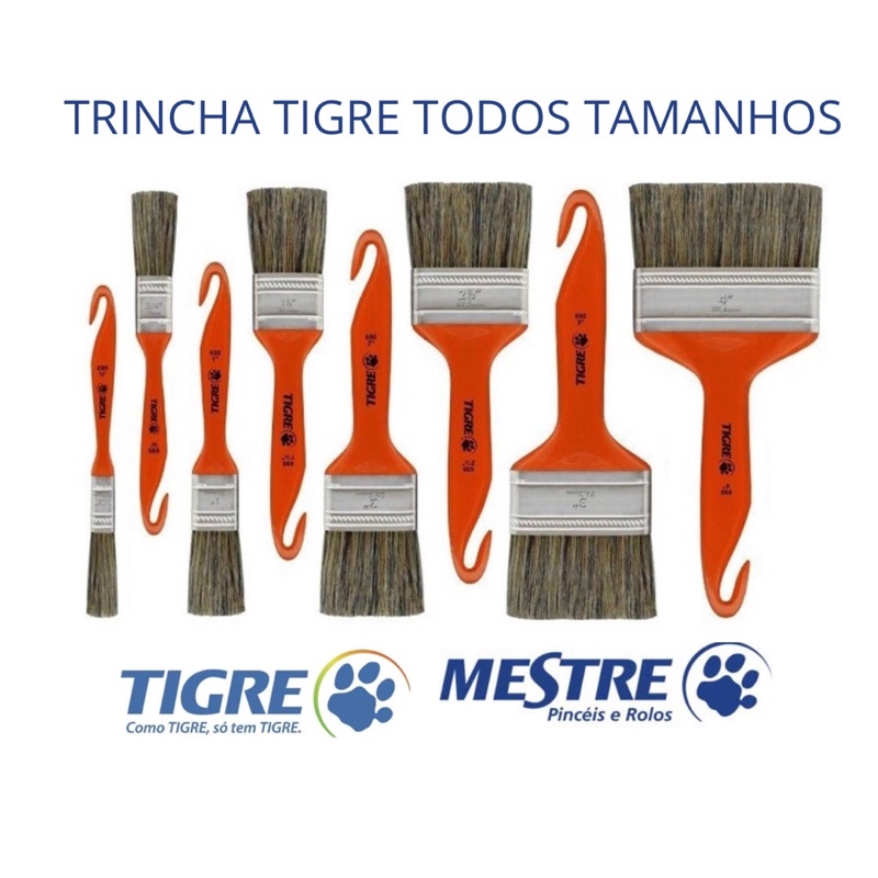 Pincel Trincha Para Pintura Látex Acrílica Tigre Profissional Detalhamento Automotivo Artesanato
