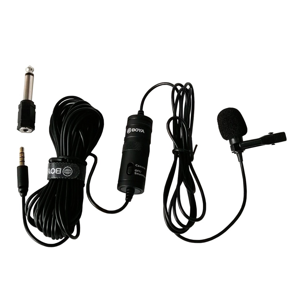 microfone lapela profissional boya original para celular android e camera c/cabo 6 metros entrada p2