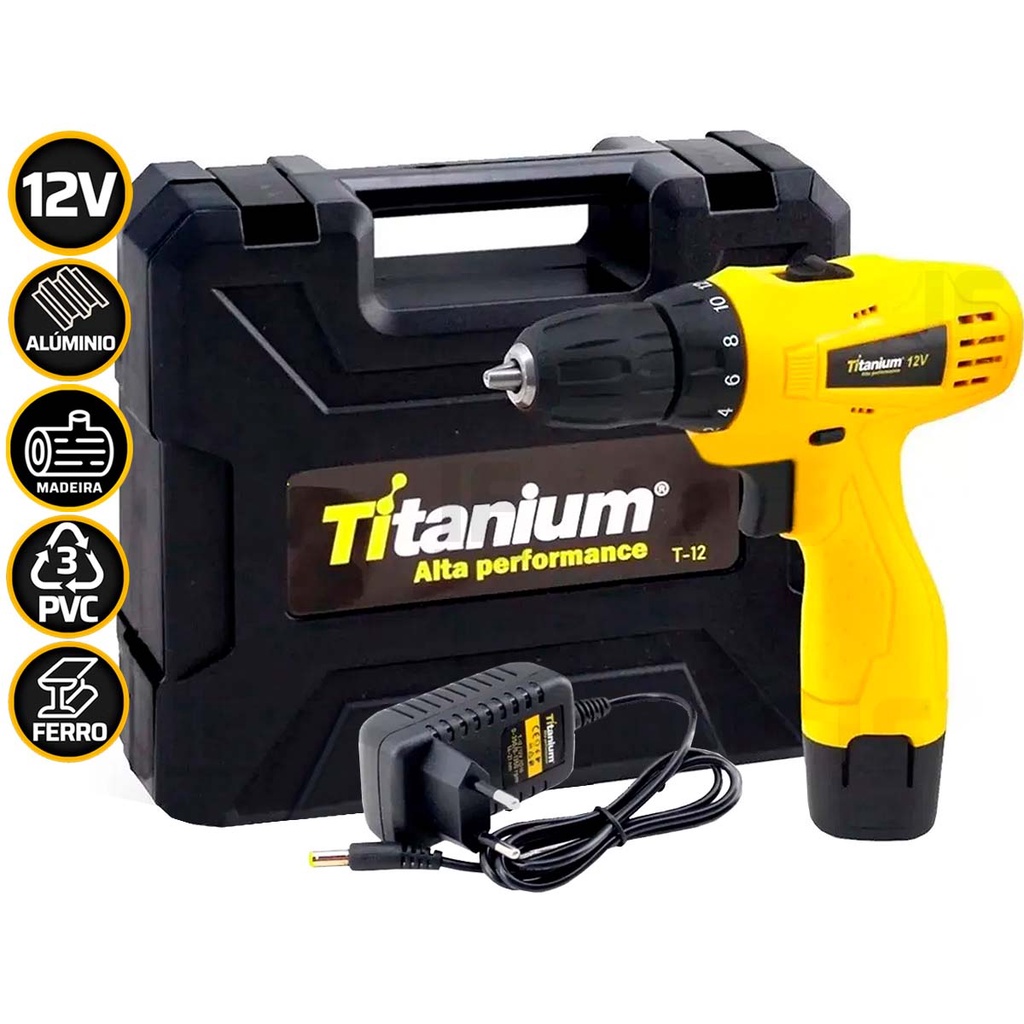 Parafusadeira Furadeira 3/8 12v A Bateria Bivolt Titanium