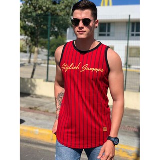 Camiseta regata masculina.camiseta americana oversized regata masculino longline. regata listrada