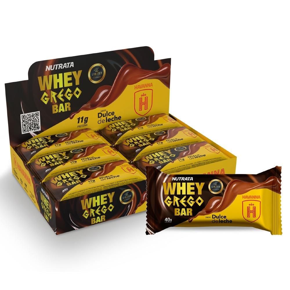 Whey Grego Bar Doce de Leite Havanna Nutrata Caixa com 12 un