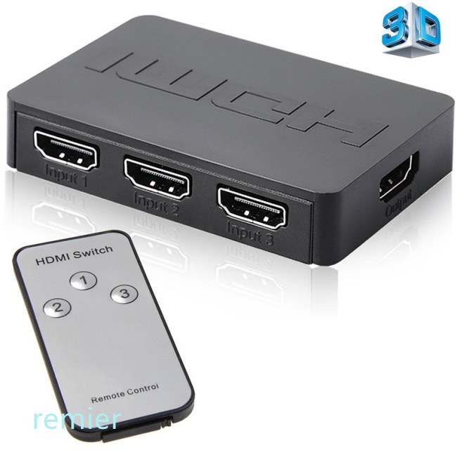 Splitter Hdmi 3 Hub Port Box Auto Switch 3 Em 1 Out Switcher Hd 1080p Com Controle Remoto Para Xbox360 Ps3 Hdtv Projetor