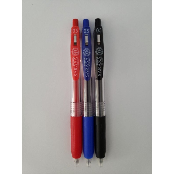 Caneta Gel Retrátil Ponta Fina - Sarasa Clip - Zebra - 0.5mm - Preto/Azul/Vermelho