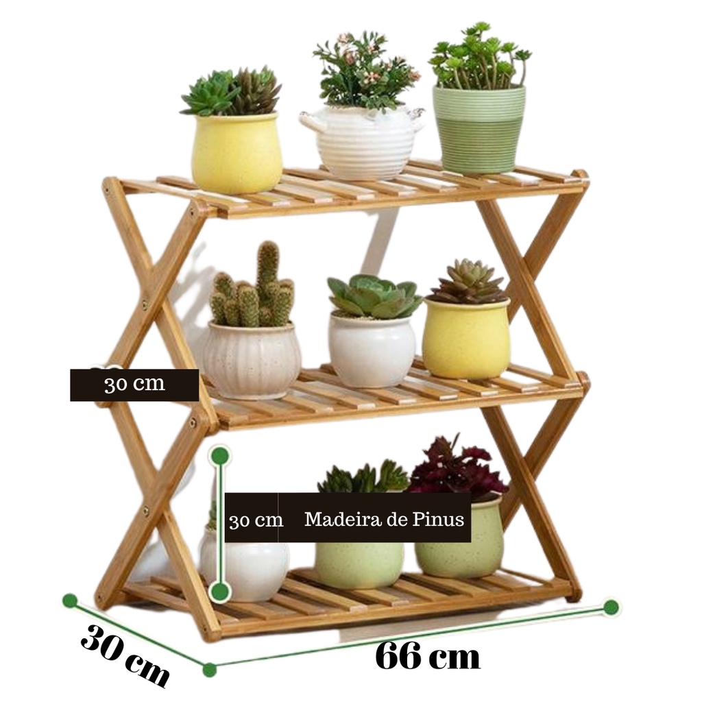 Floreira Estante Sanfona Vertical 03 Prateleiras Desmontável duplo x em Oferta na Shopee