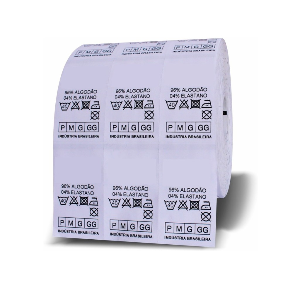 Etiquetas Nylon Resinado Impressas de Composição Textil, Roupas, Confecção, Artesanatos,  - Lote 500 Etiquetas