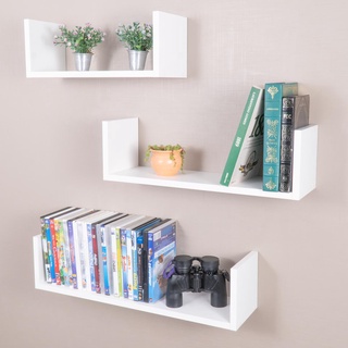 Kit 3 Prateleiras U 60cm Branco Nicho Livros MDF