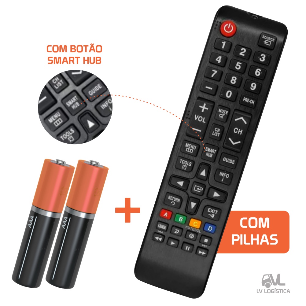 Controle Remoto Para Tv Samsung Smart Hub Universal + Pilhas | Shopee ...