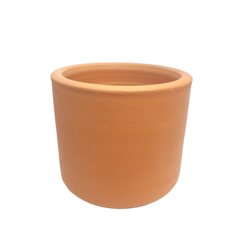 Vaso Cilindro De Barro Decorativo 18x16 Cachepot Cerâmica