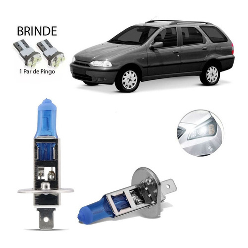 Kit Lampada Super Branca Farol Alto 8500k Fiat Palio Wekkend