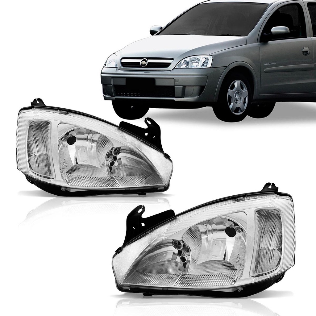 Farol Corsa Montana 2003 2004 2005 2006 2007 2008 2009 2010 2011 2012 Pisca Raiado Cromado em Oferta na Shopee