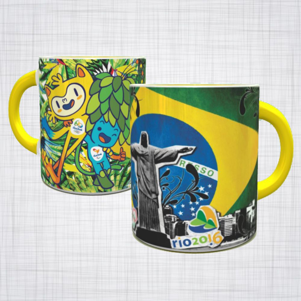 caneca porcelana olimpiadas rio 2016 mascotes das olimpiadas