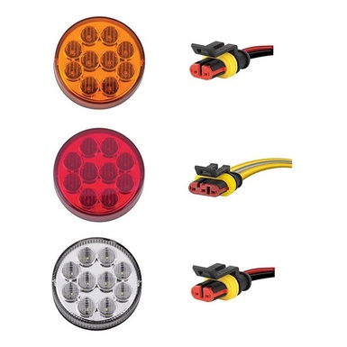 KIT 3 Lanterna Ônibus Caminhão Carreta Bugue Traseira LED 12 volts 96mm com Conector