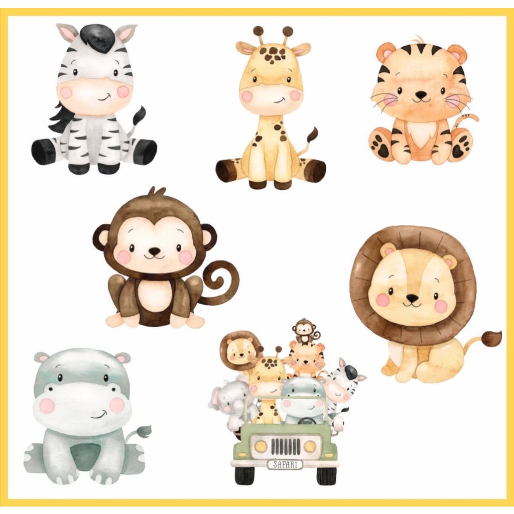 40 apliques ou tags de 3,5 cm tema Safari lembrancinhas