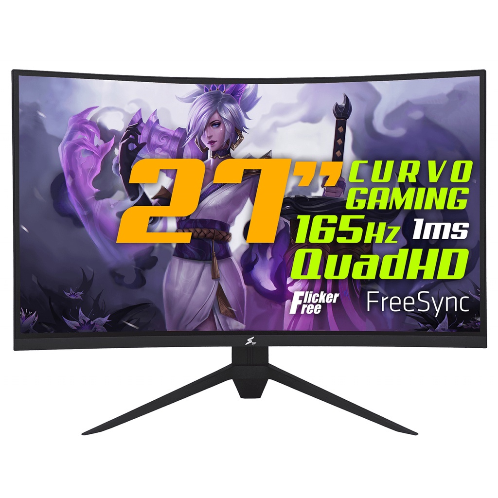 Monitor Gamer SuperFrame Precision, 27 Pol CURVO, Quad HD, FreeSync/G-Sync, 1ms, 165Hz, HDMI/DP, SFV2701G