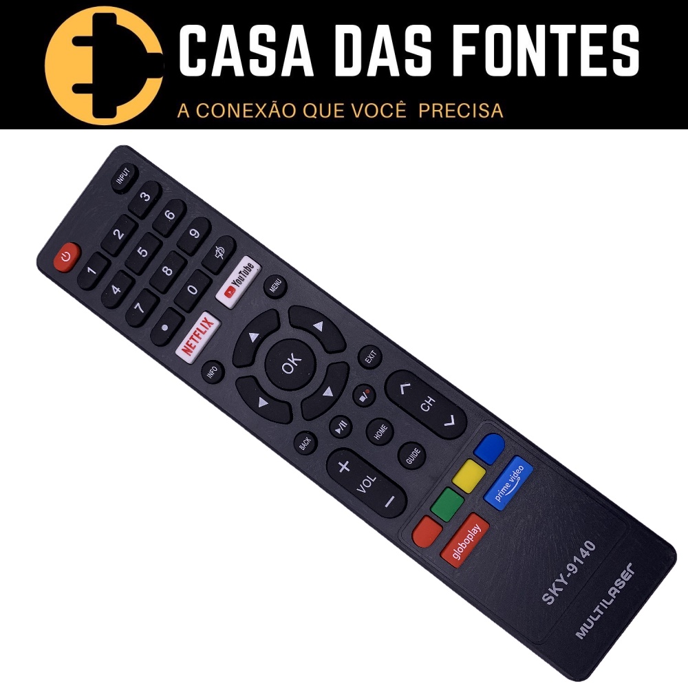 Controle Remoto para TV LED Multilaser Smart Netflix YouTube Globo Play Prime Video TL020 / TL024 - 9140