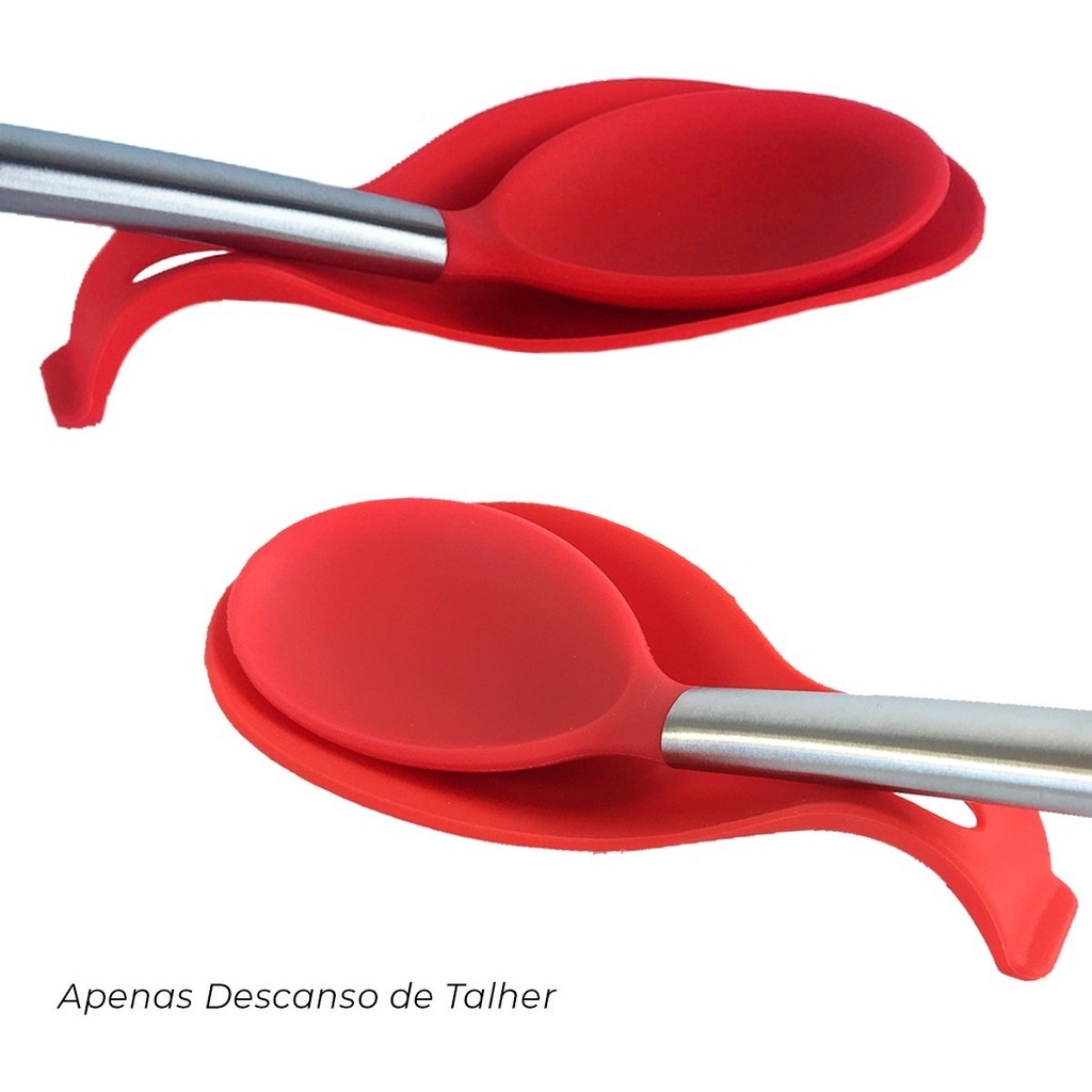 Suporte para Utensílios DANTAS Silicone Descanso de Colher Talher Cozinha Apoiador Antiaderente Resistente Calor Fogão
