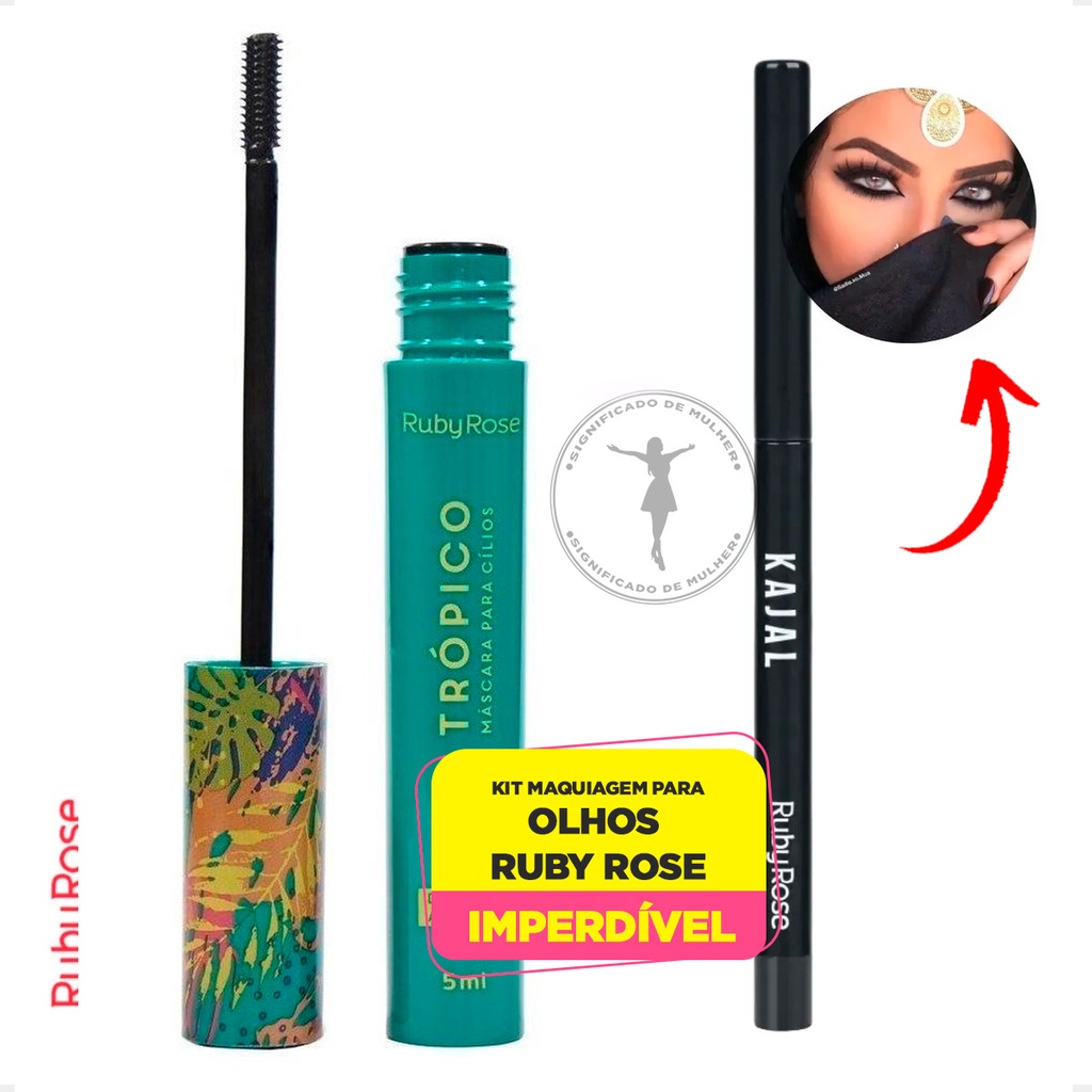 Kit Maquiagem Para Olhos Ruby Rose Rímel E lapis Kajal