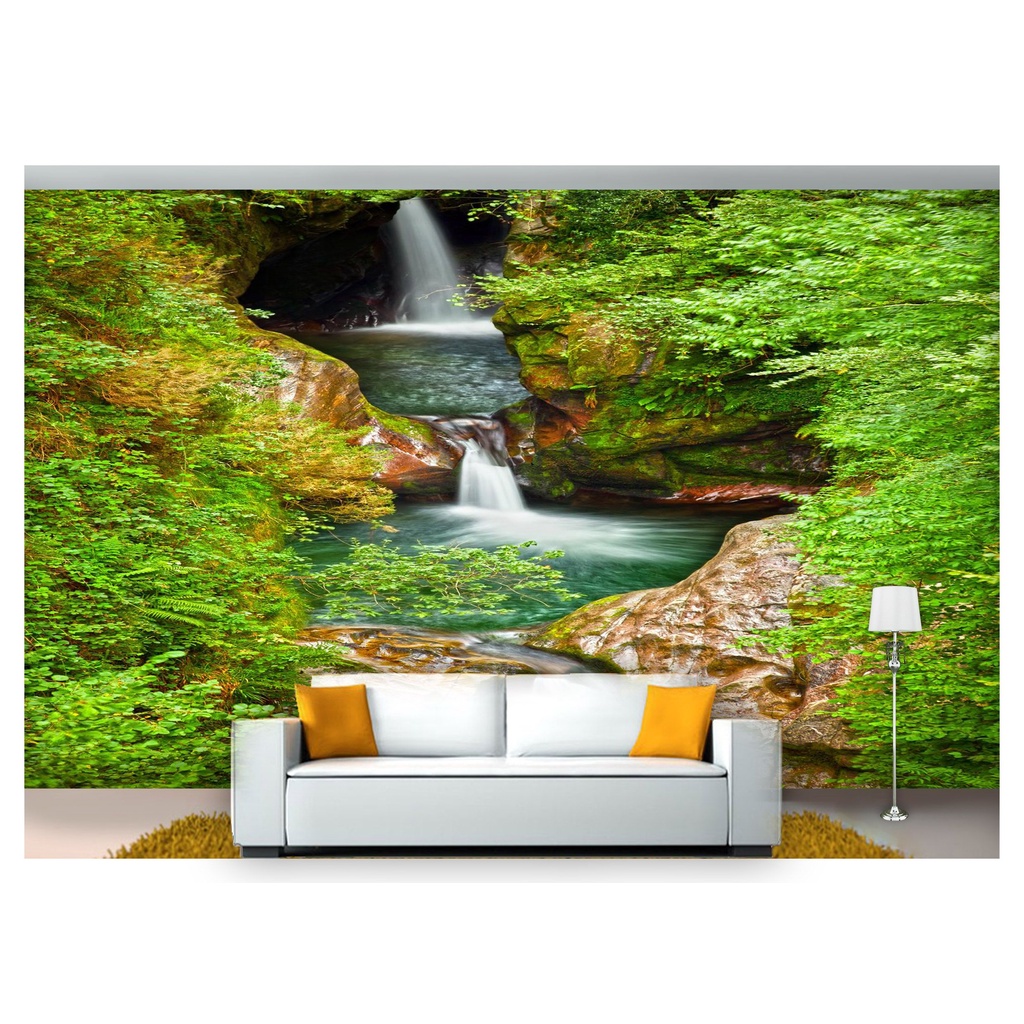 papel de parede Cachoeira Natureza Mata 3D 7,5m² NCH116