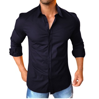 Camisa Social Slim Fit Premium Manga Longa Moda Estilo Camiseta em Oferta na Shopee