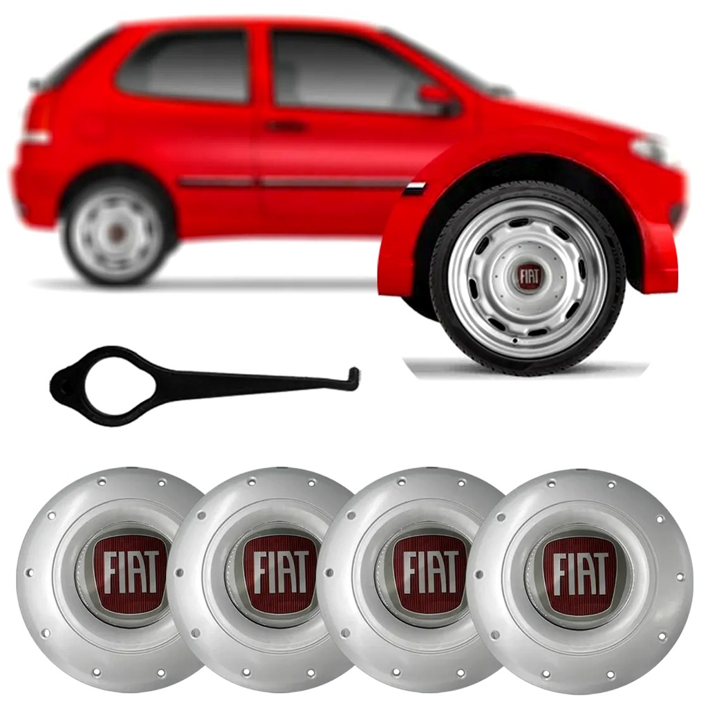 Jogo Calotas Centro Roda Ferro Amarok P/Compatível Aro 14 15 Prata em Oferta na Shopee