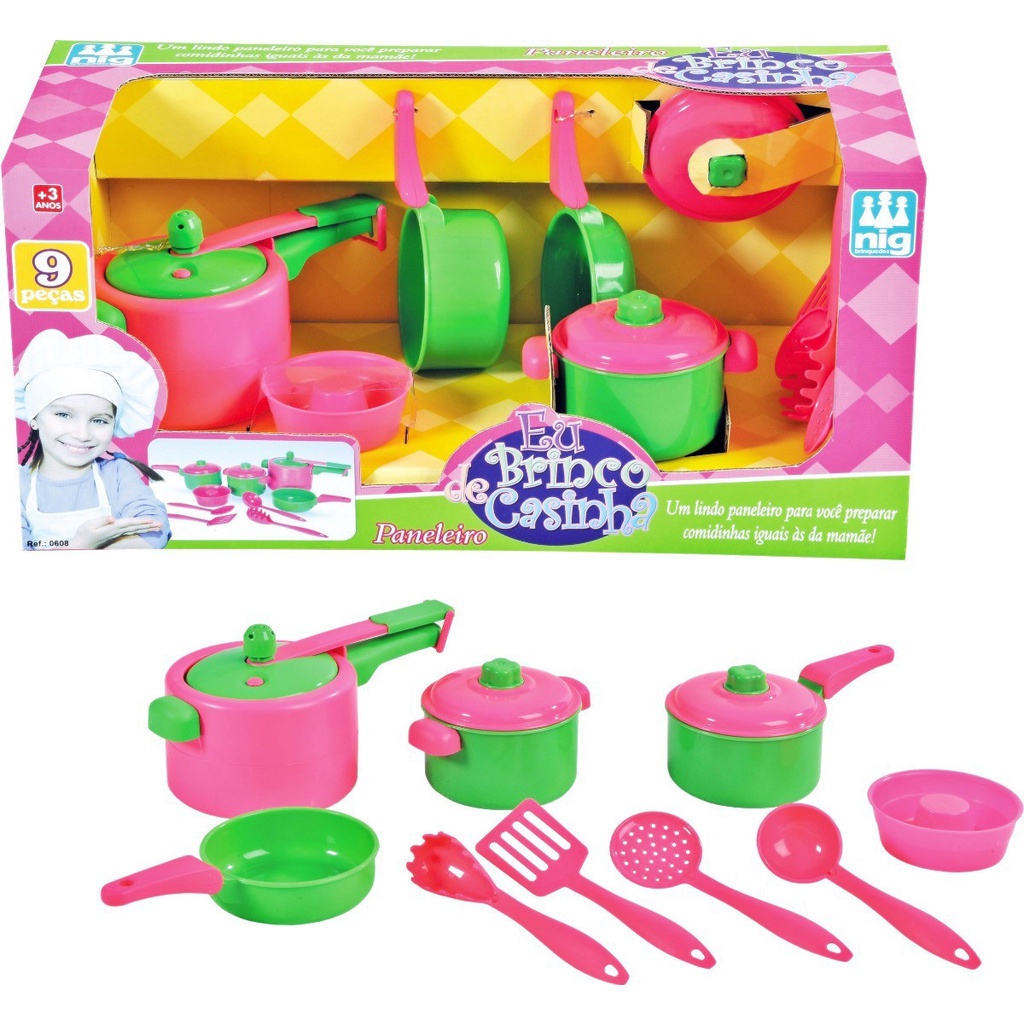 Kit Cozinha Infantil Paneleiro Panelinhas Meninas - Nig Brinquedos
