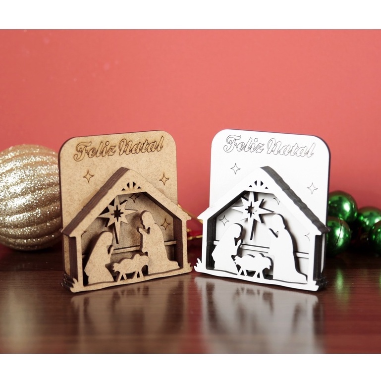 Mini cenário presépio 3D, enfeite natalino, natal, decoração, artesanato, apliques de natal, feliz natal, ano novo, réve